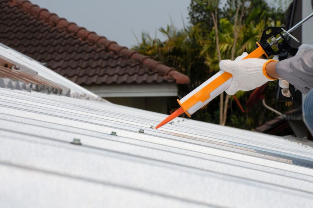 caulking roof with sealant